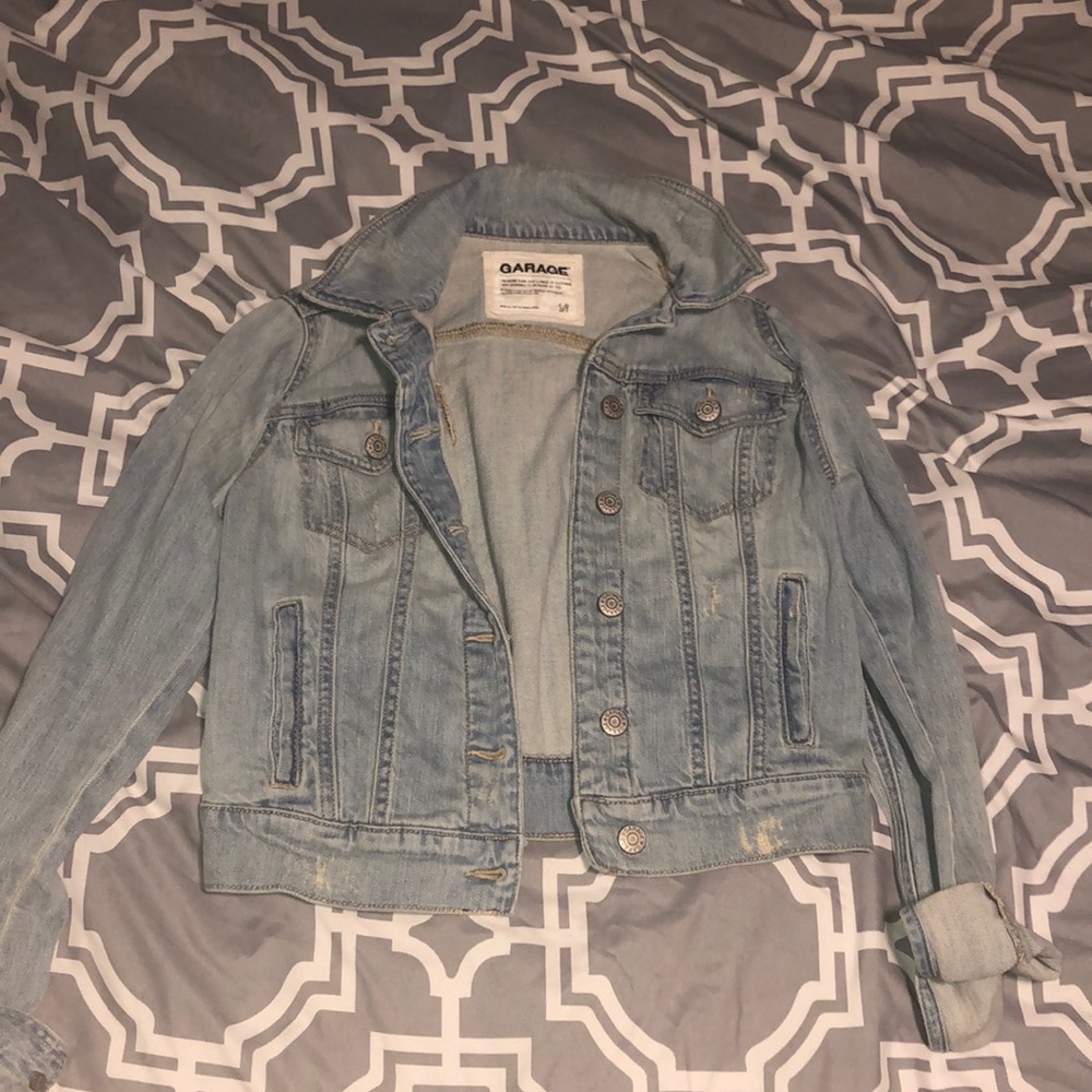 Slightly Distressed Light Wash Denim Jacket